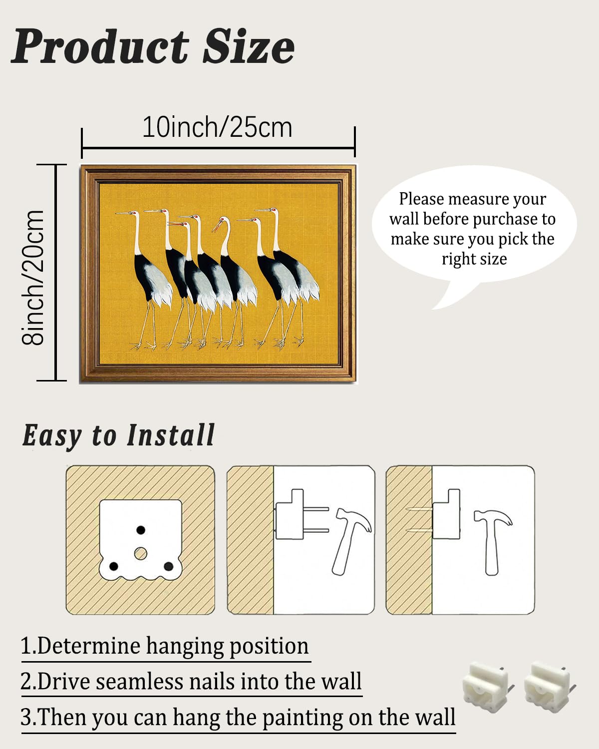 Amazon.com: KBKBART Gold Framed Canvas Wall Art, Vintage Japanese